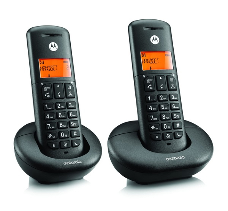 Motorola E202 telefon készülék (vezeték nélküli, 2 kézibeszélő, kijelző, DECT) FEKETEE202