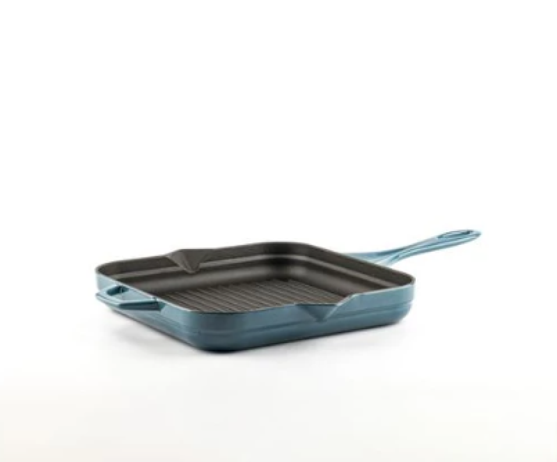 Hósse zománcozott öntöttvas grill serpenyő 28cmx28cm, kék (HOS-KIEG-010)