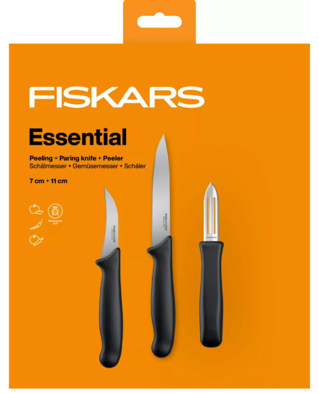 Fiskars Essential 3 darabos hámozókészlet, 3db (1065600)