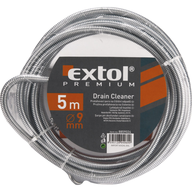 Extol lefolyócső tisztító 5m x 9mm (8859024)