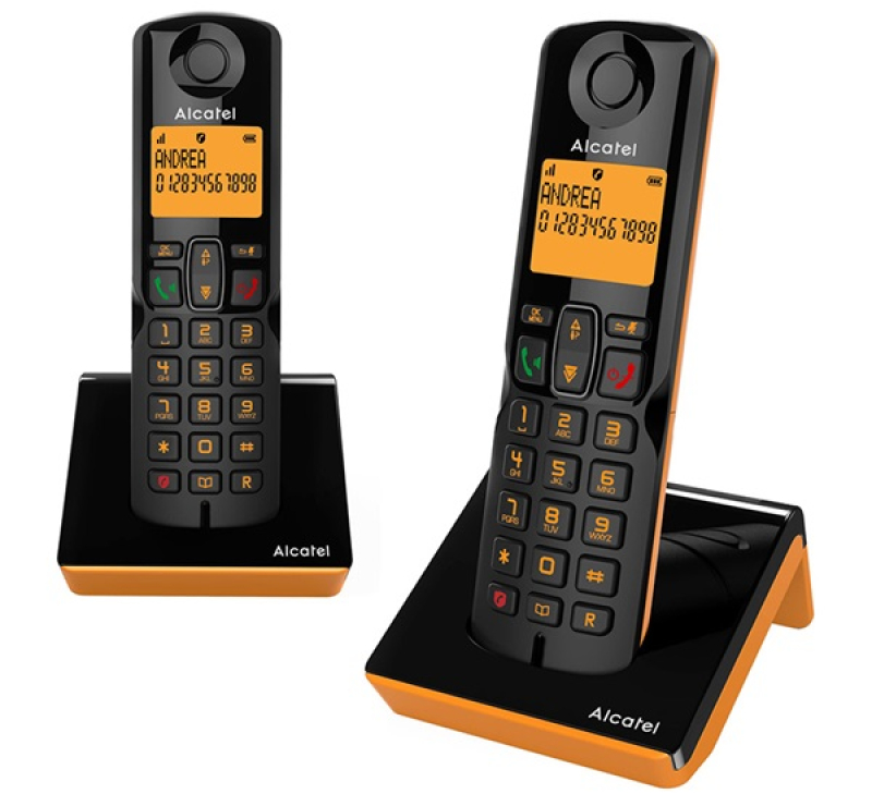 Alcatel S280 DUO telefon készülék (vezeték nélküli, 1 bázis, 2 kézibeszélő, nagy kijelző, DECT) FEKE