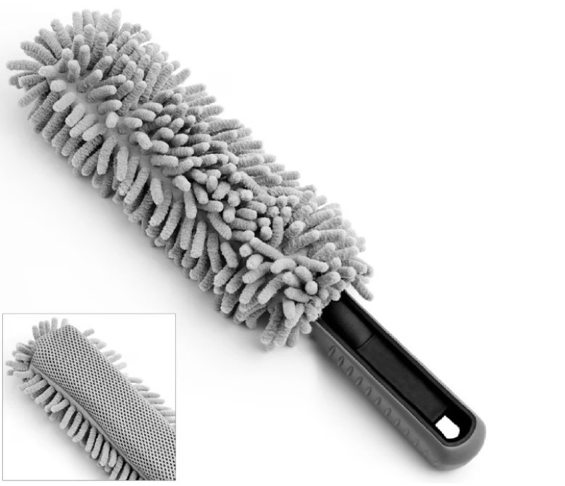 Autófelni/Műszerfaltisztító kefe, Mikroszálas, 34 cm, Szürke