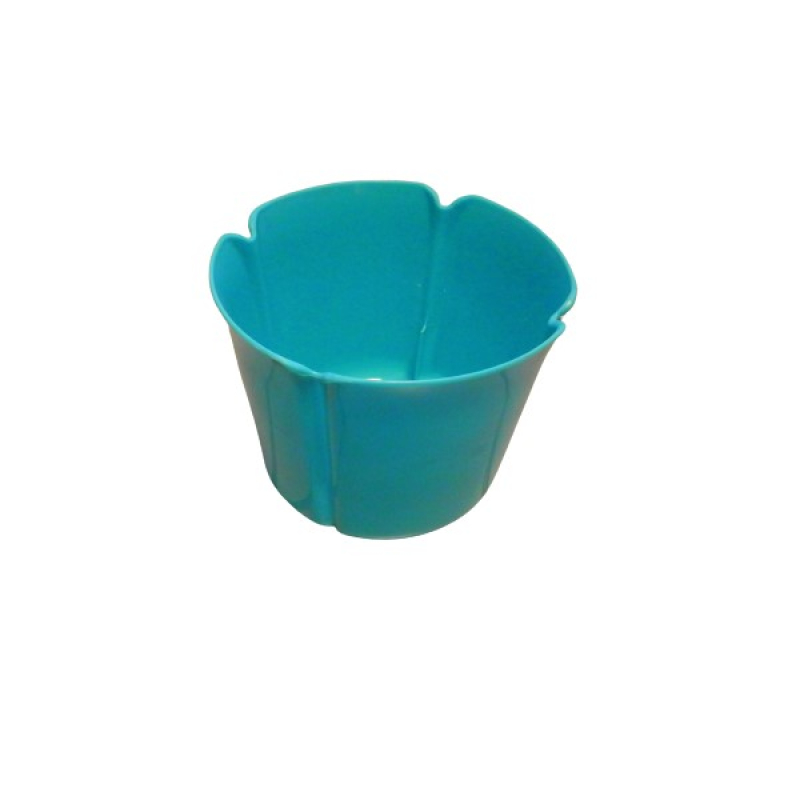 Virágtartó kaspó, szirom formájú, 15 cm, türkiz műanyag (214)