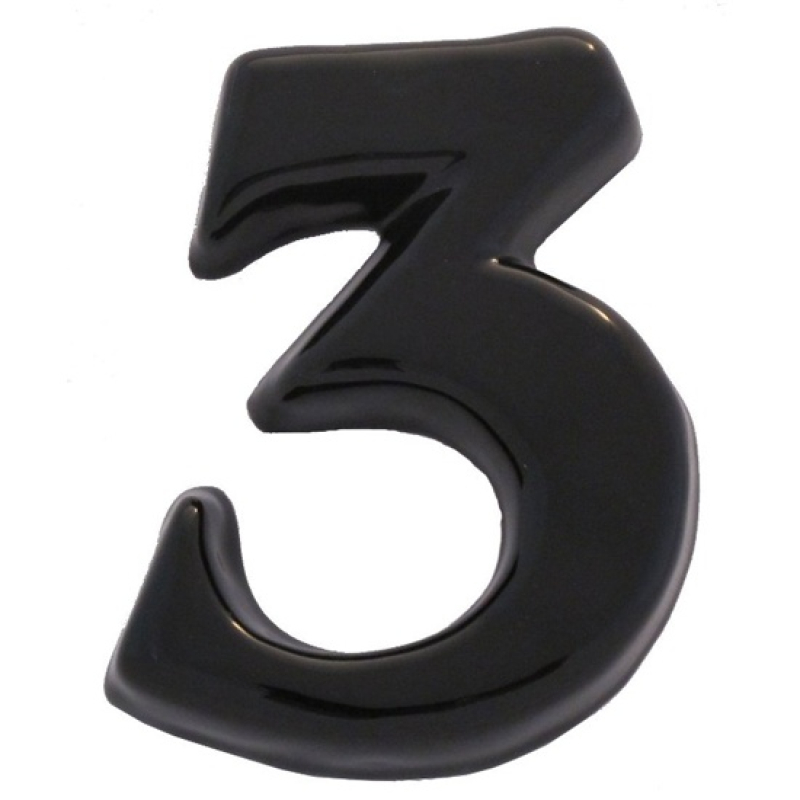SB  kerámia házszám 3 fekete 12cm (3970063)