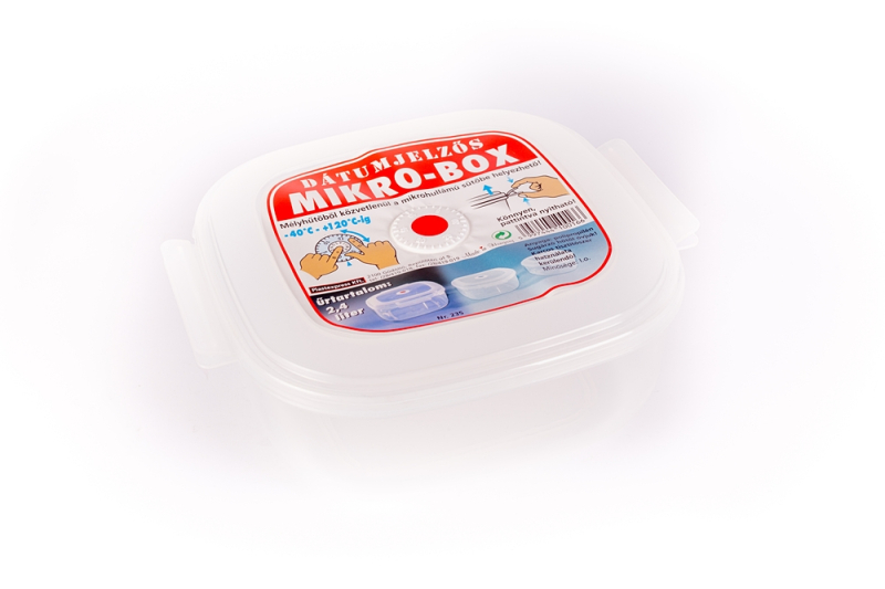 Szögletes műanyag ételdoboz, dátumjelzős 2,4 l (235)