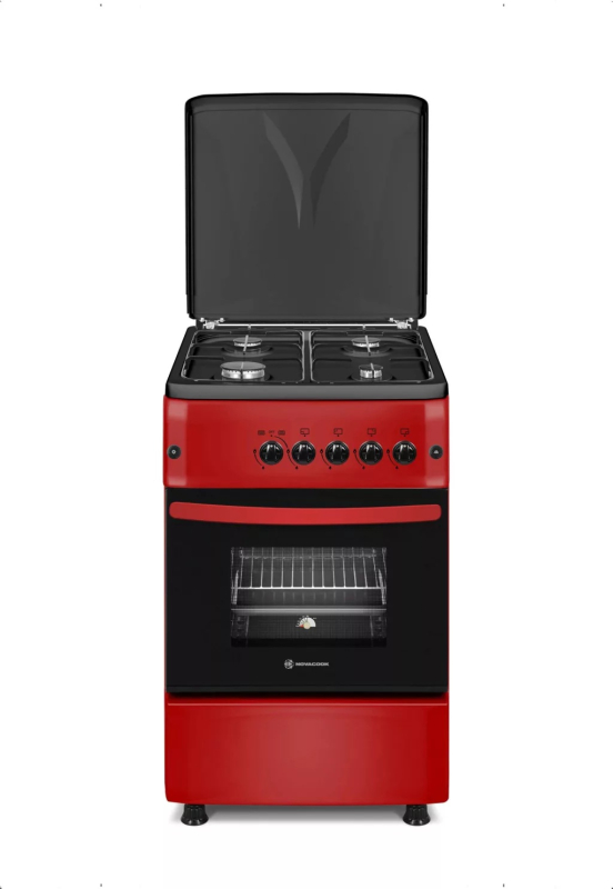 NOVACOOK F5S40 gáztűzhely 4 égős 50x55 meggypiros (F5S40G2 R)