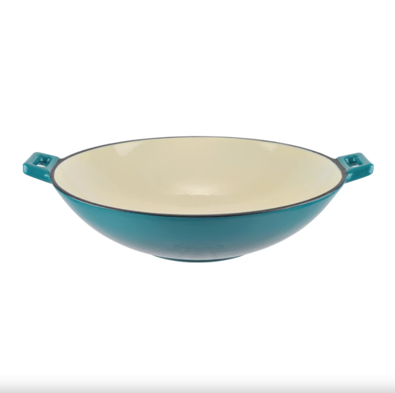 Perfect Home zománcozott öntöttvas wok 37cm, türkizkék (17819)