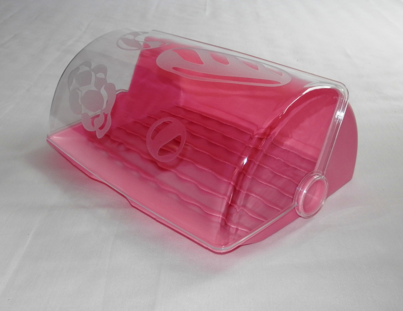 Kenyértartó mintás ajtóval rózsaszín műanyag (554)