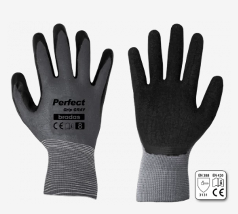 Kesztyű PERFECT GRIP GRAY latex 9
