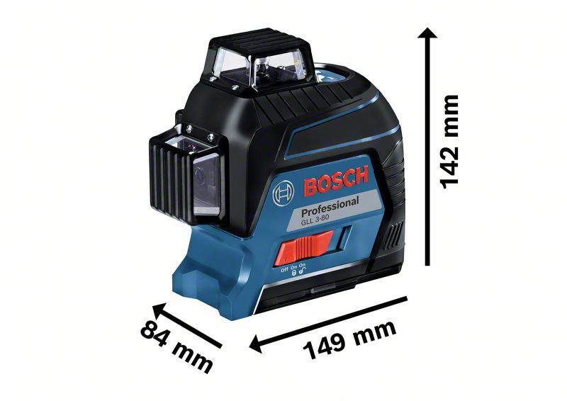 Bosch GLL 3-80 C Vonallézer (1x2,0Ah) + BM 1 Tartó + LR 7 Lézervevő + L-Boxx 136 (0601063R05)