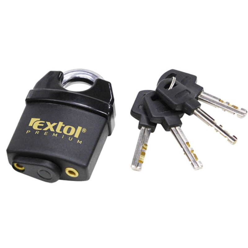 Extol Premium biztonsági lakat, levágás elleni védelemmel, festett, vízálló, 4db kulcs; 60mm (885776