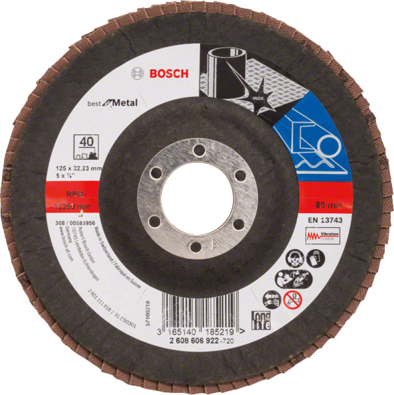 Bosch X571 Zirkon legyezőtárcsa o 125 mm, o 22.23 mm, P40