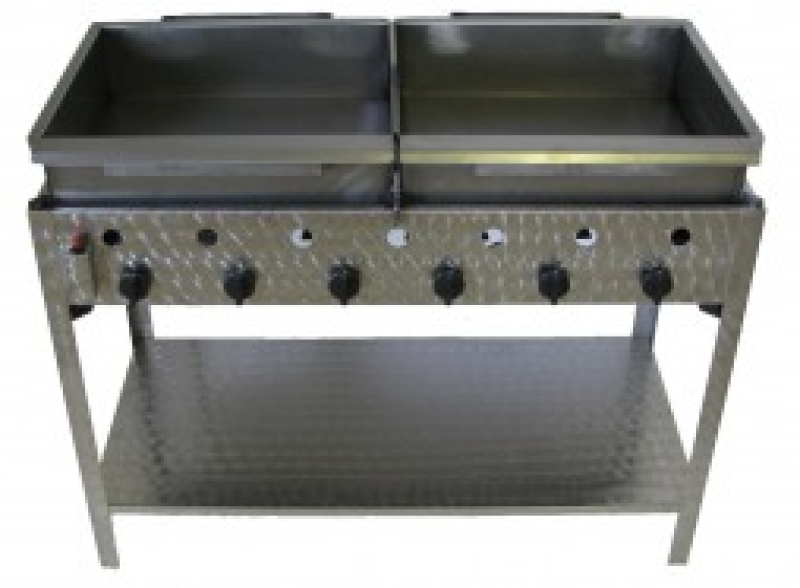 Hatégős álló lángossütő készülék rozsdamentes serpenyővel Földgáz üzemű (BGS-6.1 LRM)