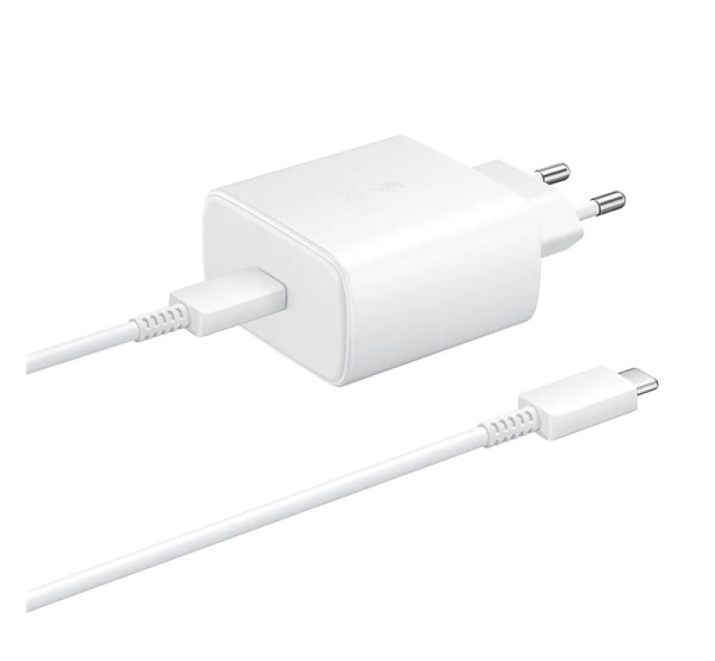 Samsung hálózati töltő Type-C aljzat (45W, PD gyorstöltő + 100cm Type-C kábel) FEHÉR