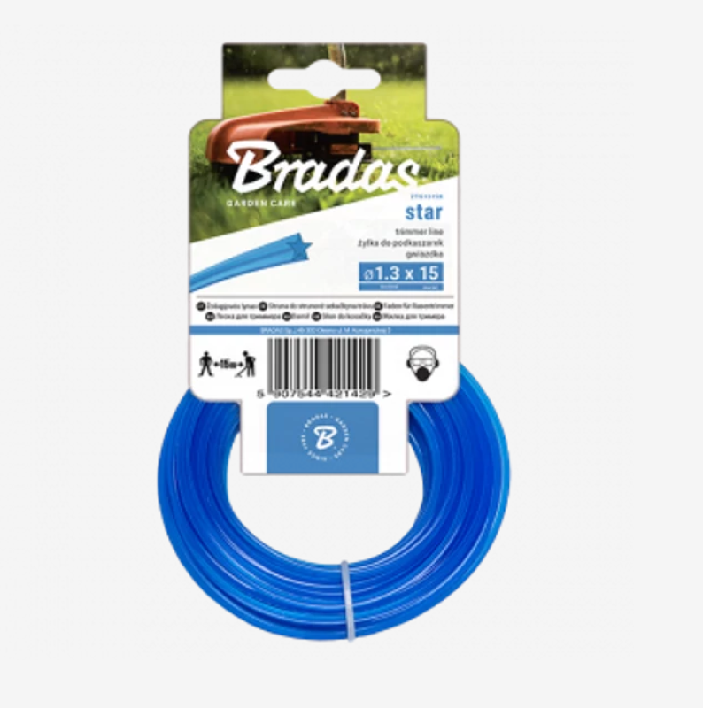 Bradas fűnyíró damil csillag 1,3mm x 15m (1031315 - ZTG1315K)
