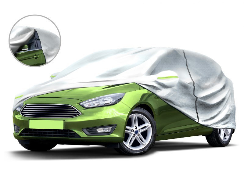 Autóponyva többrétegű, cipzározható, fényvisszaverő csíkokkal ellátva, tükör kialakítás (UL-ZCM110/L