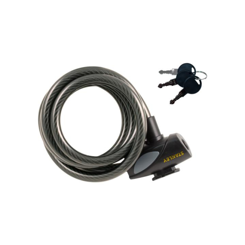 STANLEY kulcskábeles kerékpár zár, 3 kulcsos, 180cm (S755-202)