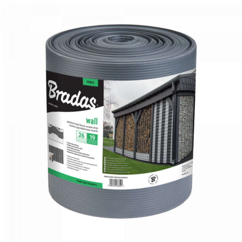Bradas Solid kerítéstakaró szalag 19cmx26m, antracit (285020 - TOB12001926DGYL)
