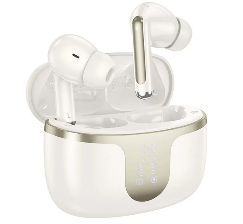 HOCO EQ10 bluetooth fülhallgató SZTEREO (v5.3, TWS, mikrofon, LED kijelző + töltőtok) FEHÉREQ10_W