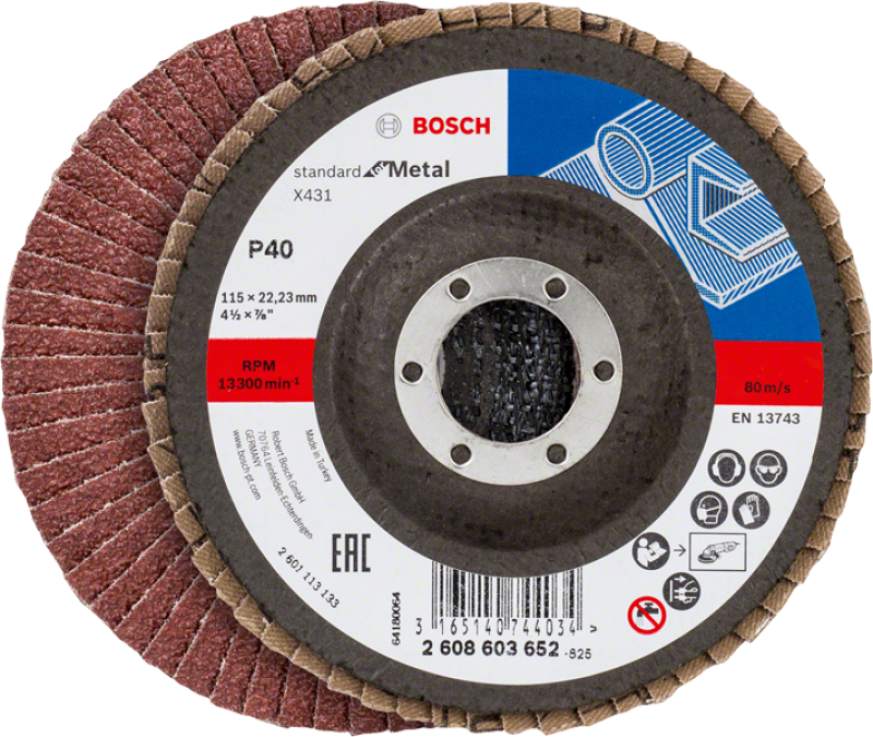 Bosch X431 Alox legyezőtárcsa o 115 mm, o 22.23 mm, P40