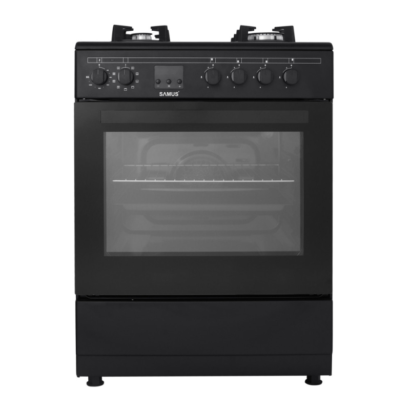 Samus (SM665AENSAN) kombinált tűzhely digitális kijelzővel, 4 égős, piezo, 60 cm, fekete