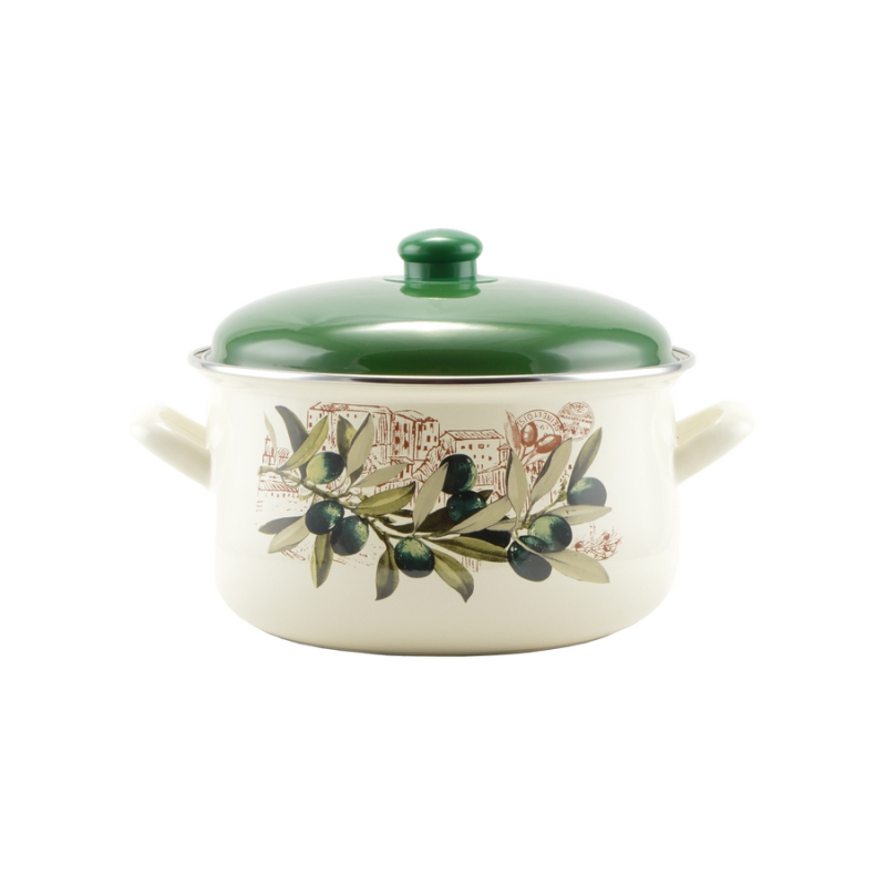 Perfect Home zománcozott lábas 24 cm+fedő Oliva 14830