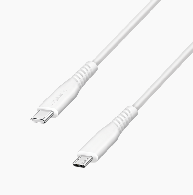 Logilink CU0244 USB 2.0 Type-C kábel, C/M - micro USB/M, 480 Mbps, 12W, fehér, 2 m