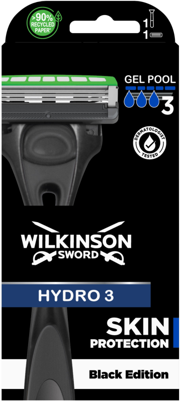 Wilkinson Hydro3 Black férfi borotva készülék + 1 betét (UWKM06)