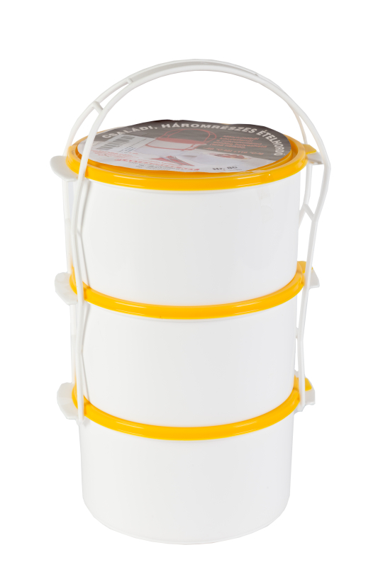 Családi műanyag ételhordó 3 részes 2 l, sárga (80-sárga)