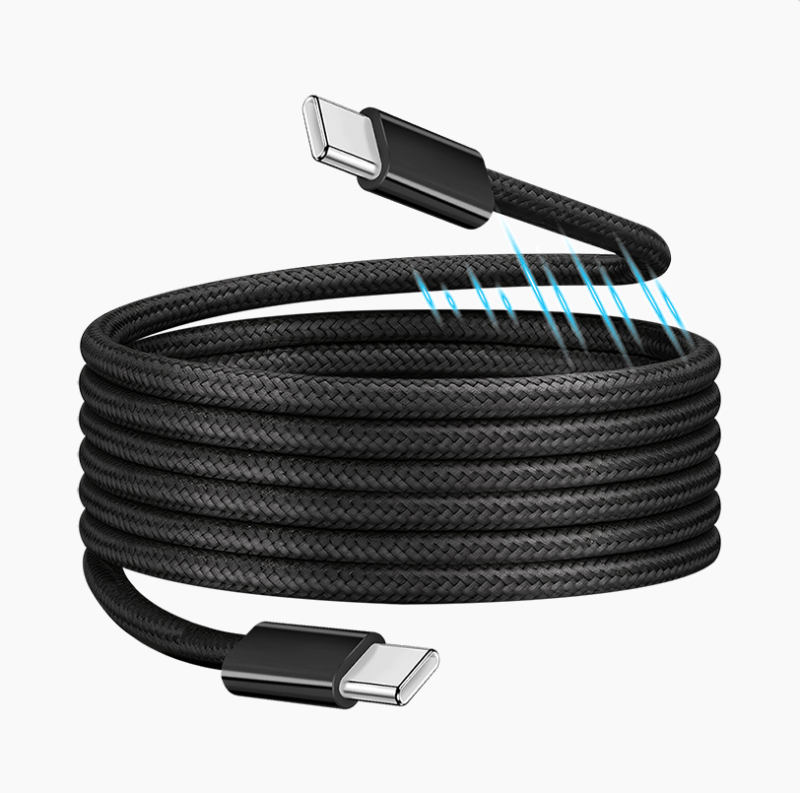 Logilink USB 2.0 Type-C kábel, C/M - C/M, mágneses, 100W, nejlon, fekete, 1 m