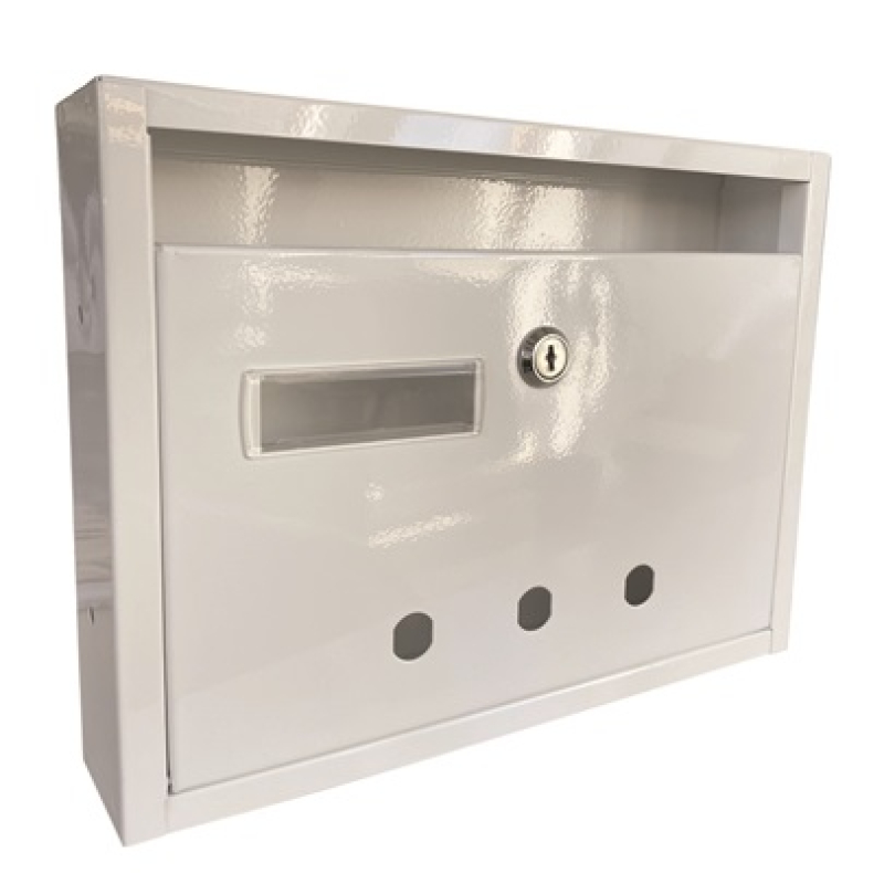 Postaláda fekvő lépcsőházi lenyíló 31 x 23 cm, fehér, névtartóval (3490141)