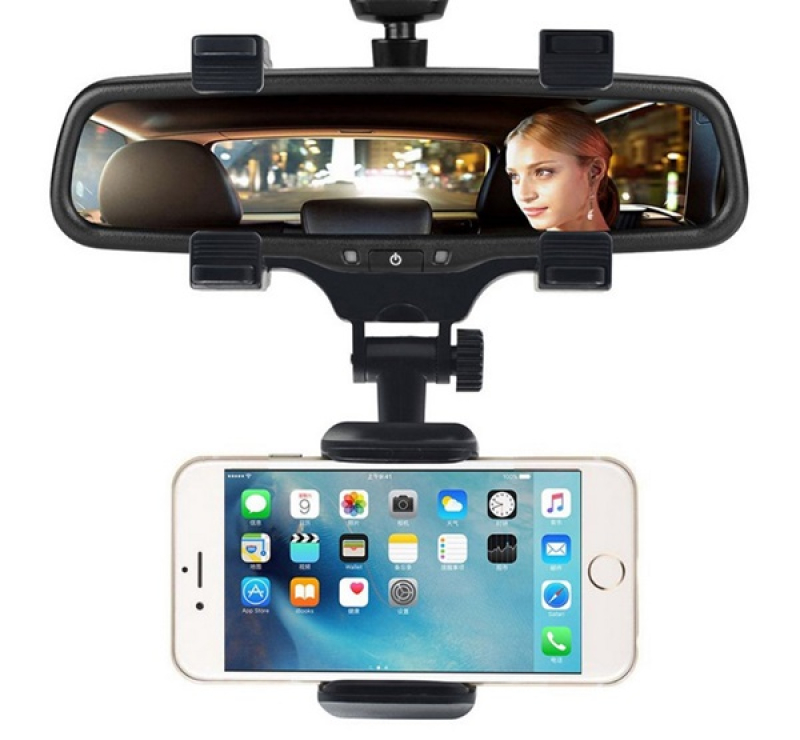 Autós tartó (visszapillantó tükörre, 360°, 50-90mm széles) FEKETEGP-83531