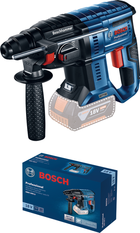 Bosch GBH 180-LI Akkus, szénkefementes fúrókalapács SDS-Plus kartondobozban Akku és töltő nélkül! (0