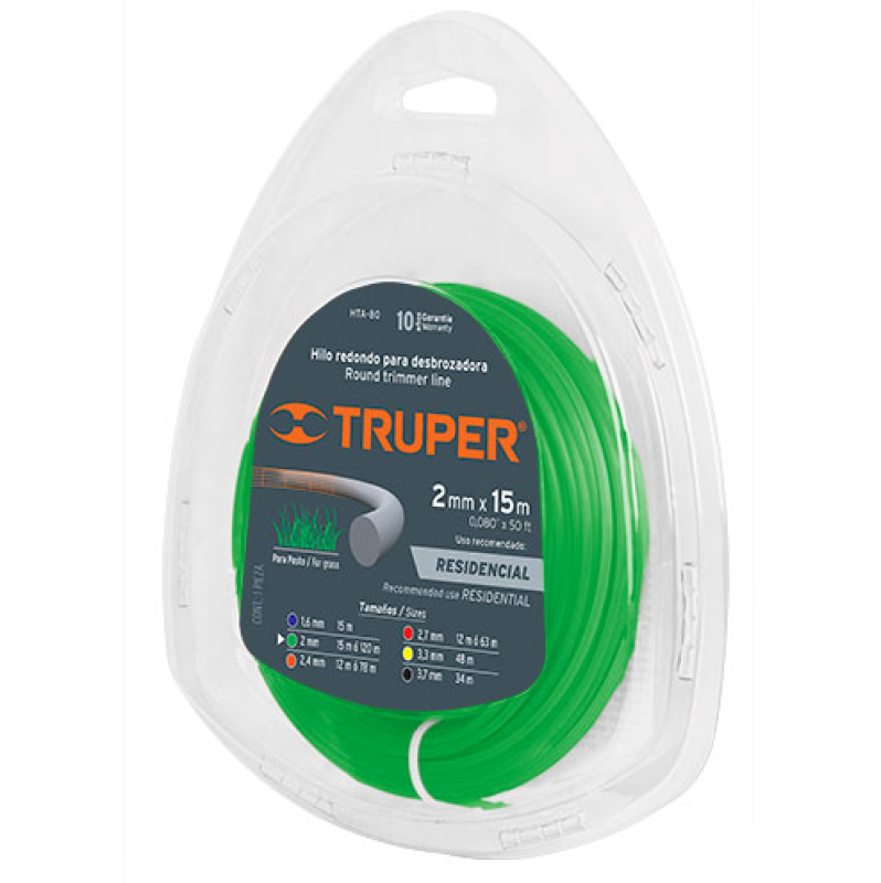 TRUPER HTA-80 szegélynyíró damil, kerek, 2,0mm/15m (T17606)