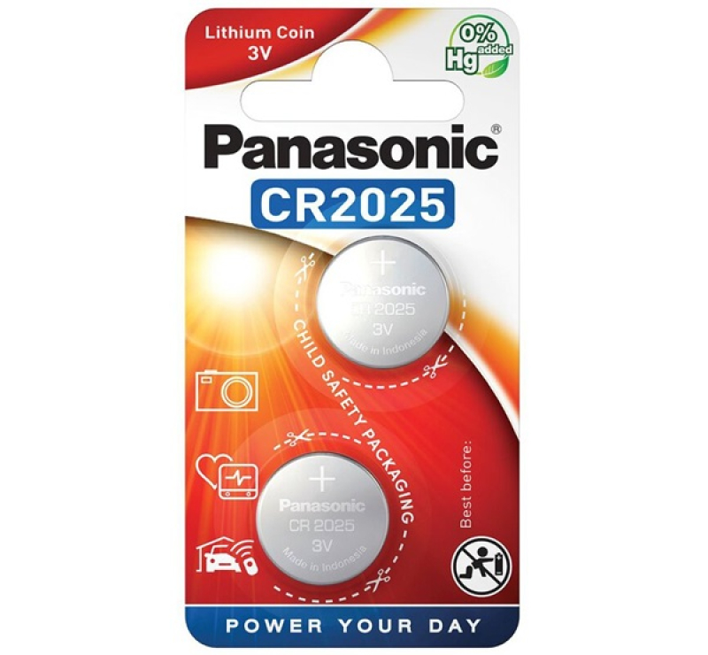 Panasonic gombelem (CR2025, 3V, lítium) 2db/csomag
