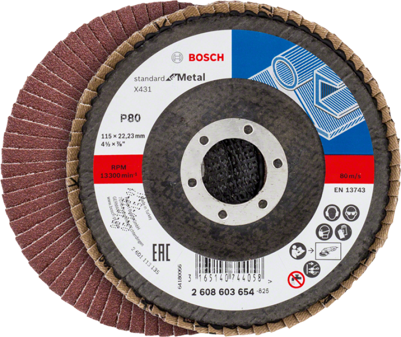 Bosch X431 Alox legyezőtárcsa, átmérő 115 mm, P80 (2608603654)