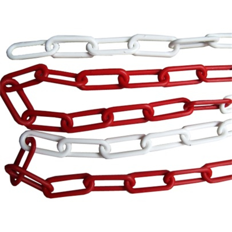 Kordonlánc műanyag d=6 piros-fehér 1 méter (3136560)