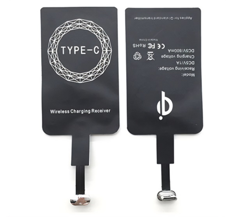 Wireless töltő adapter (hosszított fej, fogadóegység, gyorstöltő, Type-C töltőcsatlakozó, Qi)