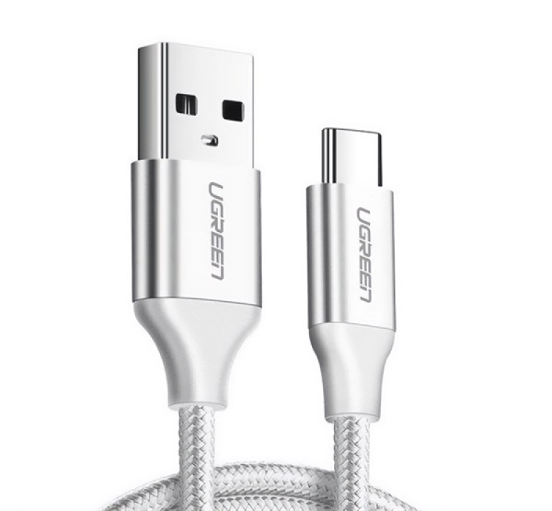Ugreen adatkábel (USB - Type-C, 3A, PD gyorstöltő 3.0, 100W, 200cm, cipőfűző) FEHÉR