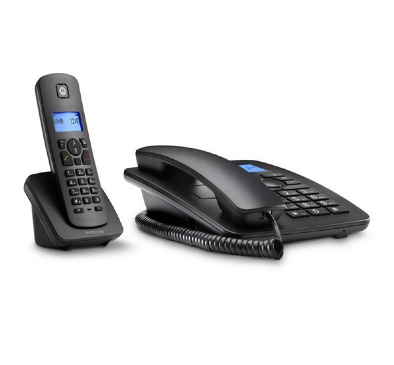 Motorola C4201 COMBO telefon készülék csomag (vezetékes + vezeték nélküli, kijelző, DECT) FEKETEE10E