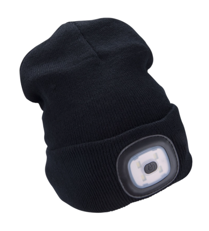 Extol Light sapka, fekete kötött, kivehető LED homloklámpával (43199)