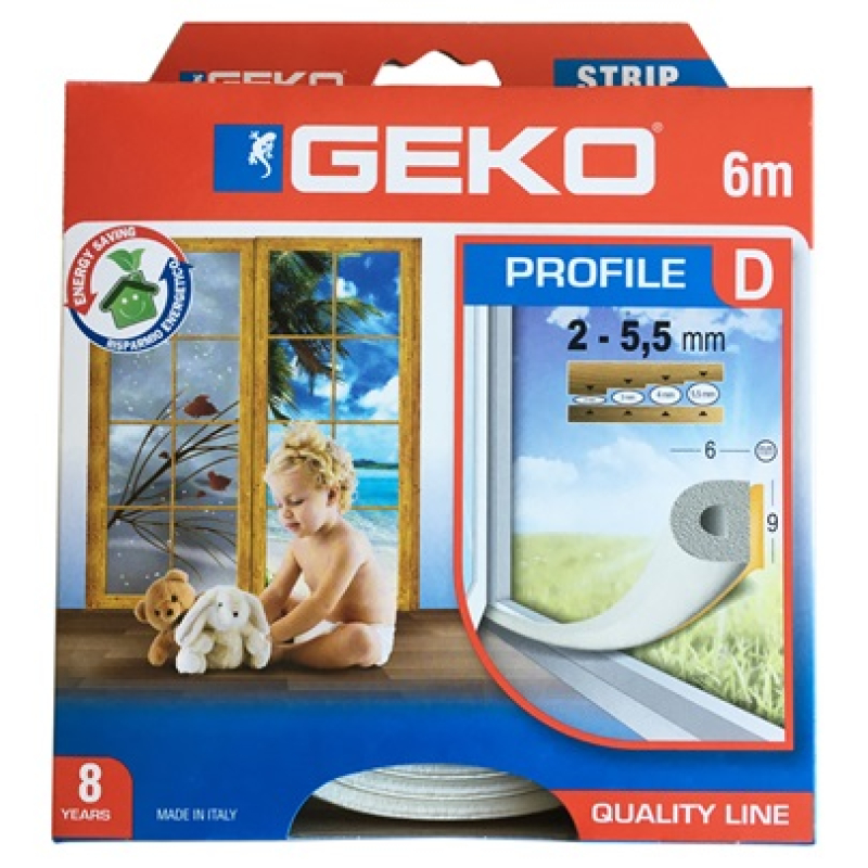 GEKO Tömítőprofil öntapadós gumi   6m 