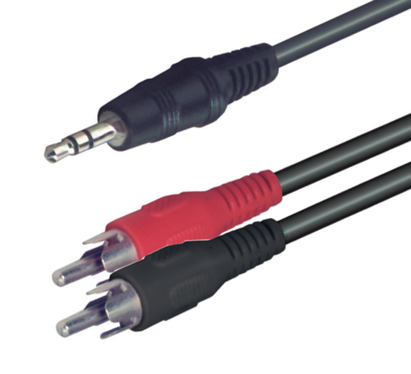 Audió kábel, 3,5 mm sztereó dugó-2 RCA dugó 1,5 m (A 49)