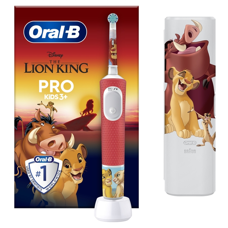 Oral-B Pro Kids+3 elektromos fogkefe+útitok, Oroszlánkirály (10PO010467)