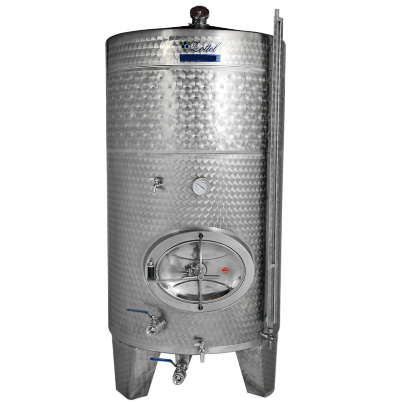 Zárt bortartály inox duplafalú 1100L 4 csappal 2 tisztító nyílással Zottel (10581)