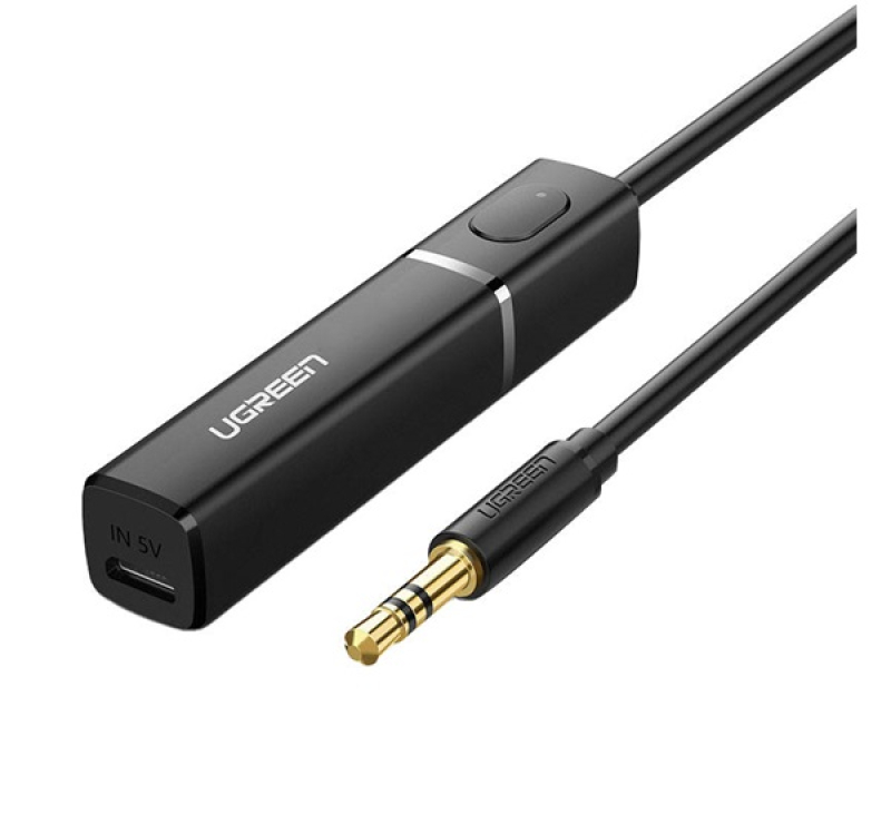 Ugreen bluetooth audió adapter (microUSB aljzat, v5.0, 3.5mm jack, AUX) FEKETE
