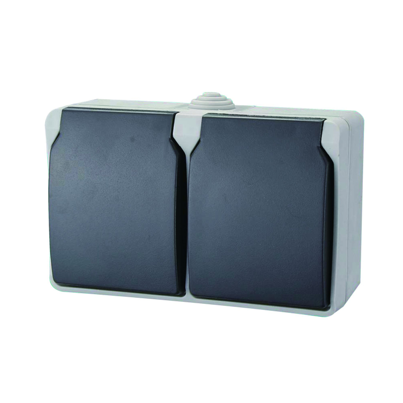 AQUATOP 2 férőhelyes dugalj, IP54, szürke (9872H)