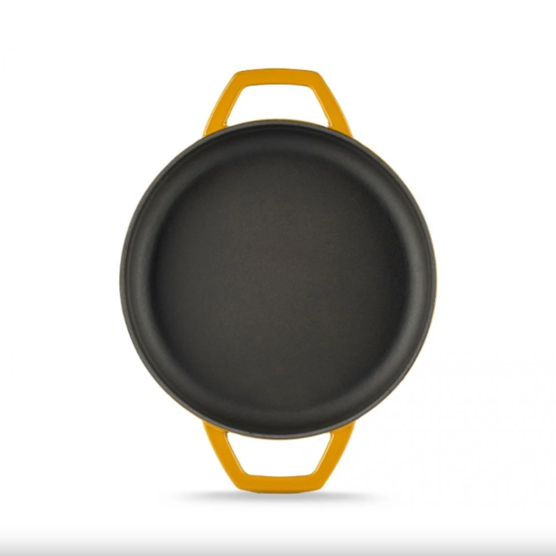 Hósse zománcozott öntöttvas duplafüles serpenyő 22cm, sárga (HOS-KIEG-017)