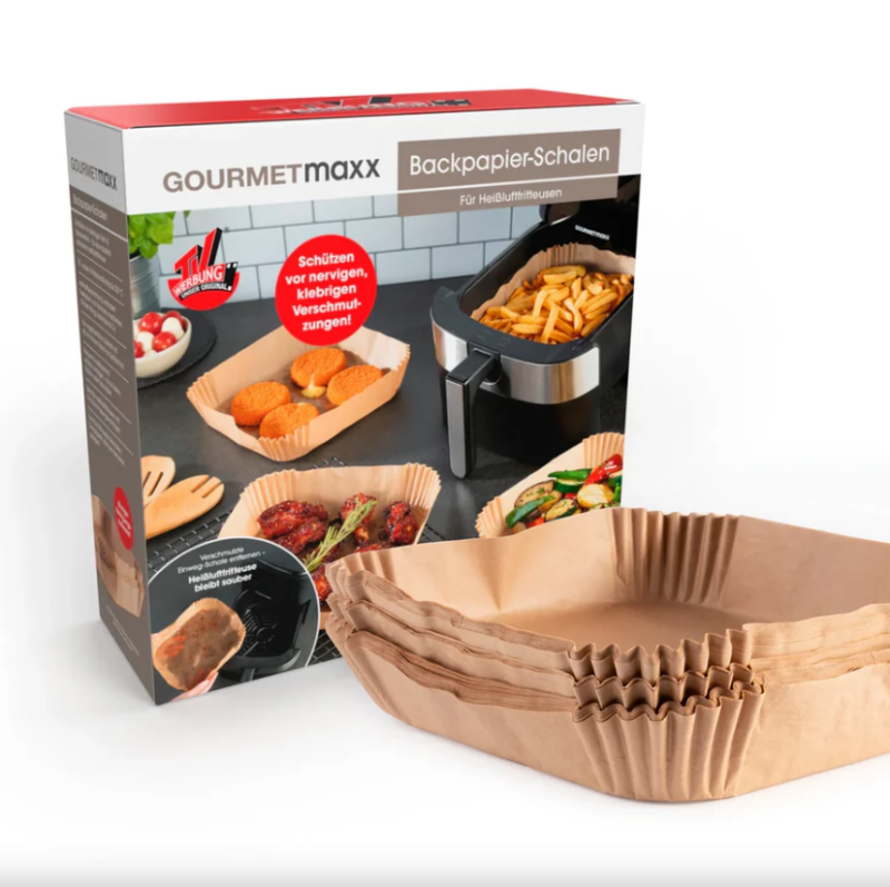 Gourmetmaxx sütőpapír ívek forrólevegős fritőzhöz/airfryerhez 100db (DS12648-L)