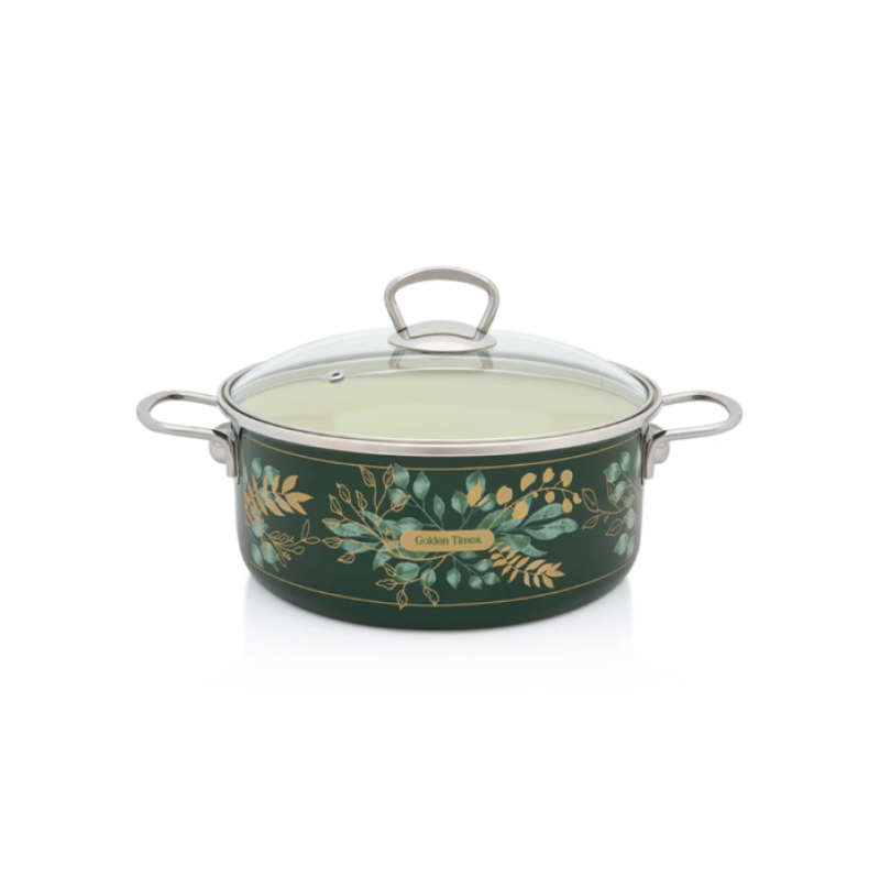 Metalac zománcozott lapos lábas üvegfedővel, 24 cm, 4,75 L (382110)